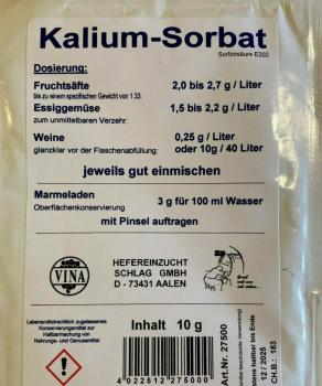 Kaliumsorbat 10gr. Portionsbeutel Sorbinsäure E202 Konservierungsmittel